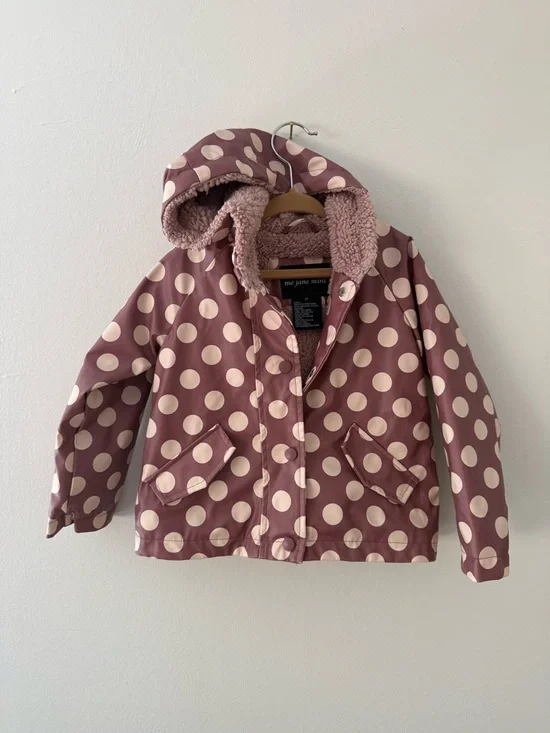 Toddler Lined Spring Raincoat Jacket Size 2T Me Jane Mini Pink Polka Dot EUC - Picture 1 of 10